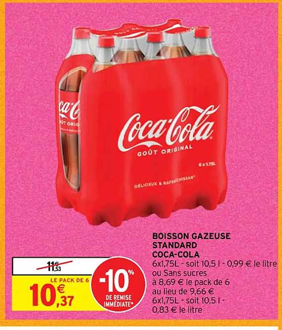 boisson gazeuse standard coca-cola ou sans sucres