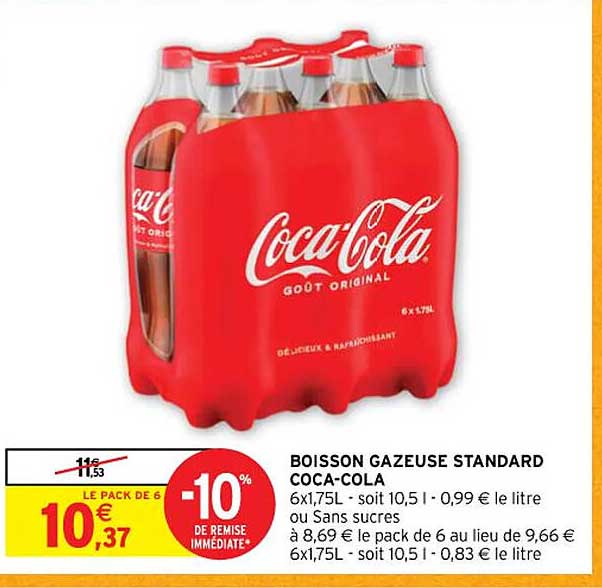 boisson gazeuse standard coca-cola ou sans sucres