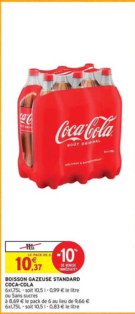 boisson gazeuse standard coca-cola ou sans sucres