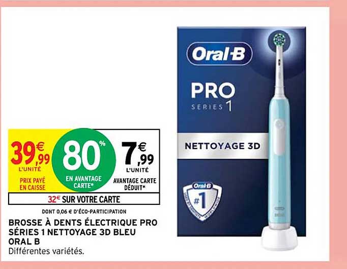 brosse à dents électrique pro séries 1  nettoyage 3d bleu oral b