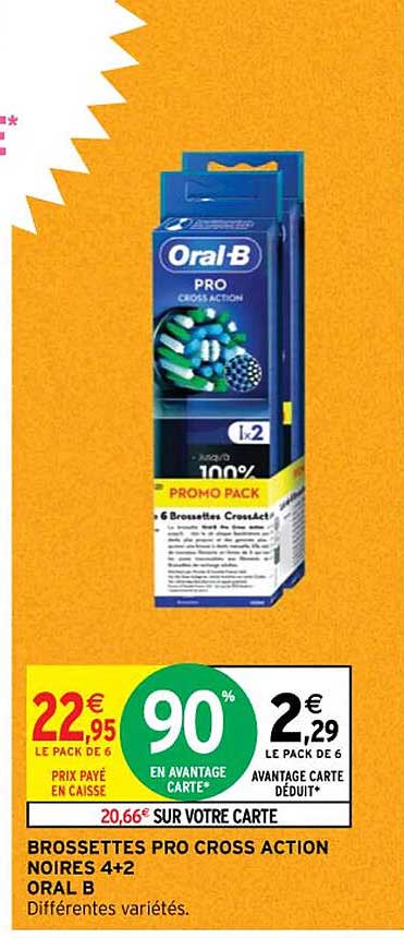 brossettes pro cross action noires 4 + 2 oral b