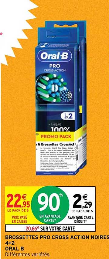 brossettes pro cross action noires 4+2 oral b