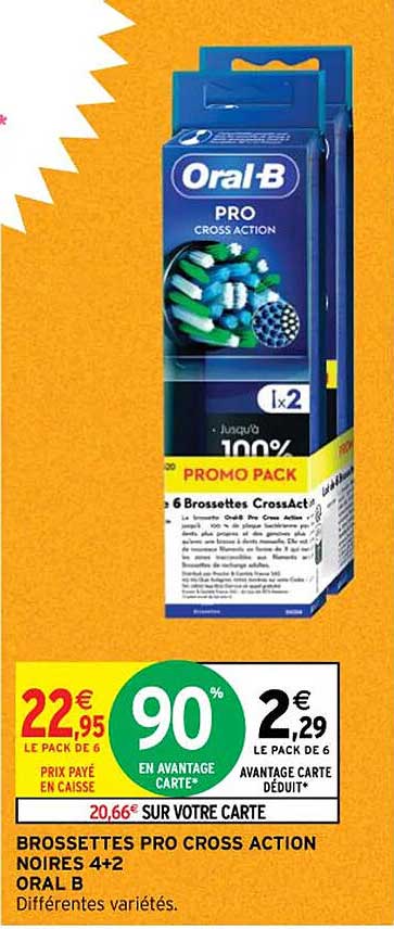 brossettes pro cross action noires 4 x 2 oral b