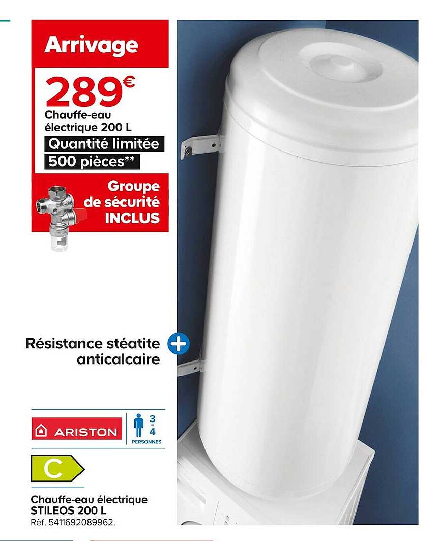 chauffe-eau électrique stileos 200 l ariston