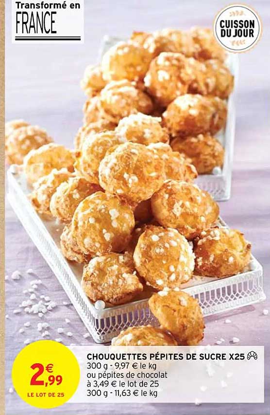 chouquettes pépites de sucre x25 ou pépites de chocolat