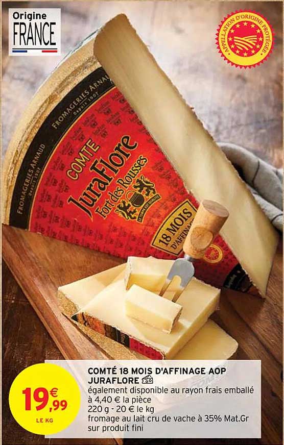 comté 18 mois d'affinage aop juraflore