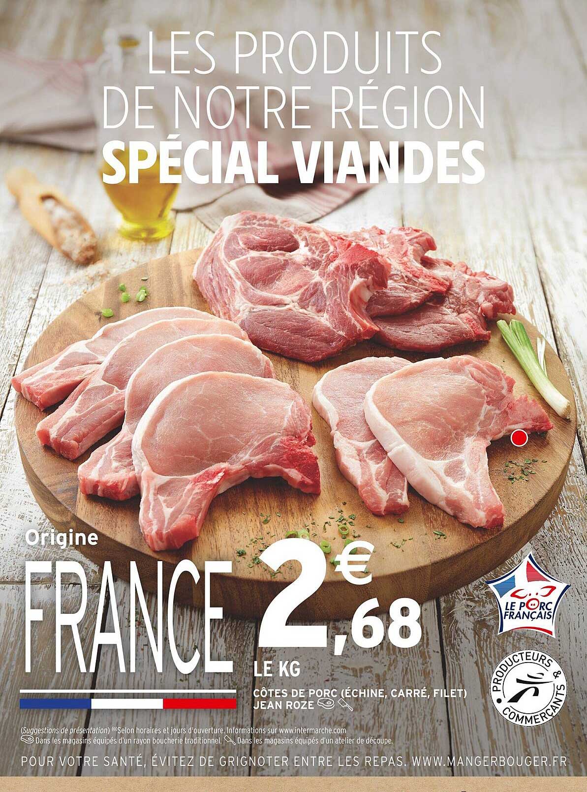 côtes de porc (échine, carré, filet) jean rozé