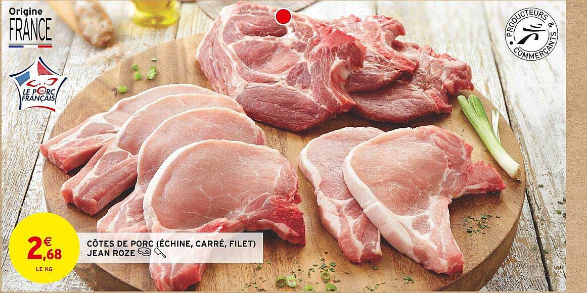 côtes de porc (échine, carré, filet) jean rozé