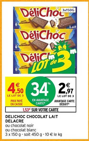 DéliChoc Chocolat Lait Delacre