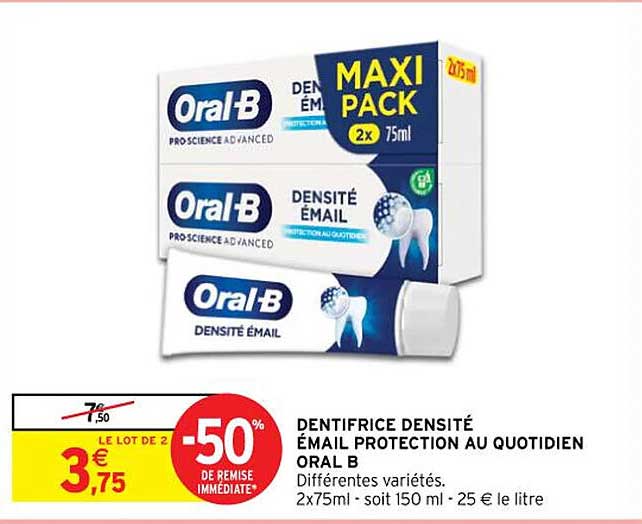 dentifrice densité émail protection au quotidien oral b