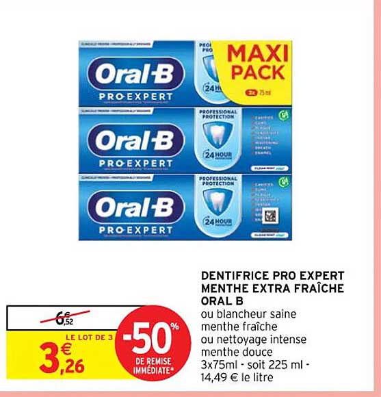 dentifrice pro expert menthe extra fraîche oral b