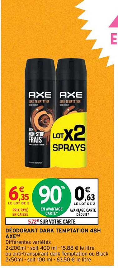déodorant dark temptation 48h axe ou anti-transpirant dark temptation ou black