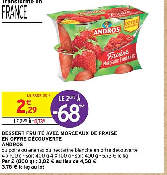 Dessert Fruité Avec Morceaux De Fraise En Offre Découverte Andros