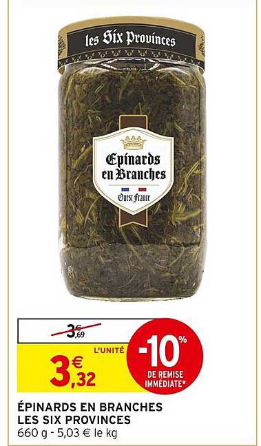 épinards en branches les six provinces