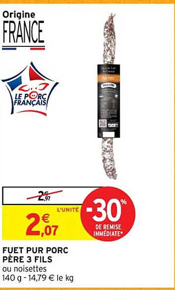 fuet pur porc père 3 fils ou noisettes