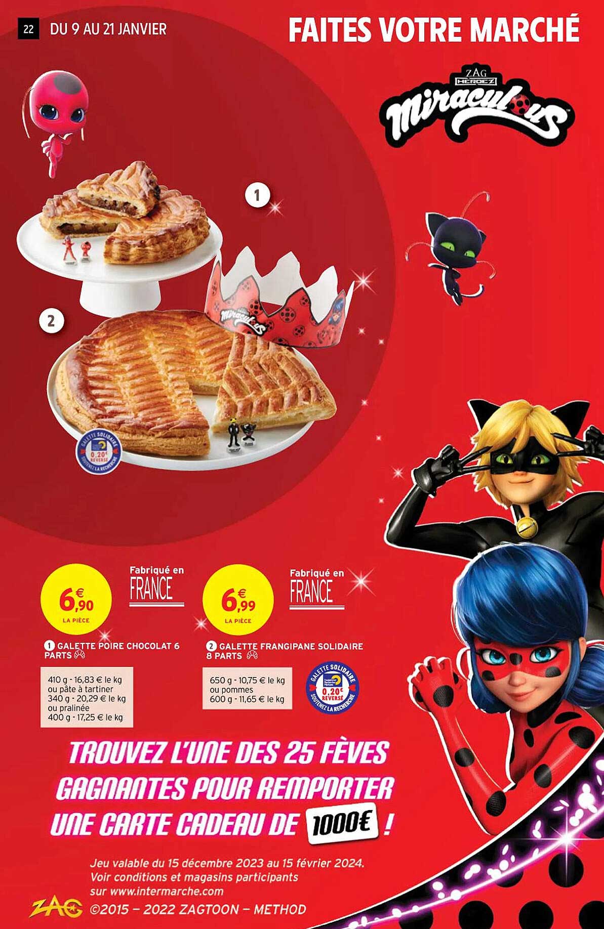 galette poire chocolat 6 parts, galette frangipane solidaire 8 parts