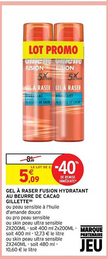 gel à raser fusion hydratant au beurre de cacao