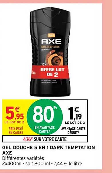 gel douche 5 en 1 dark temptation axe