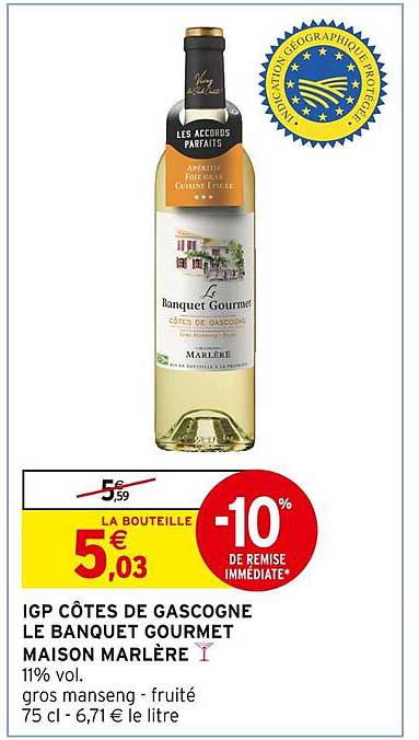 igp côtes de gascogne le banquet gourmet maison marlère