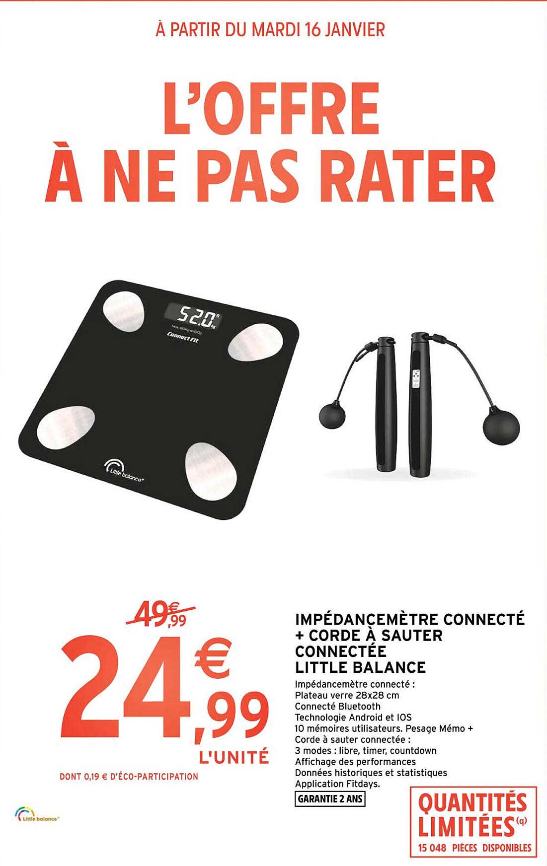 impédancemètre connecté + corde à sauter connecté little balance