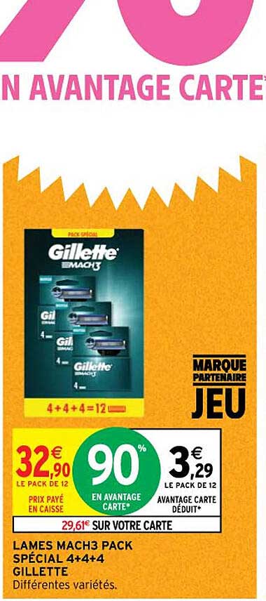lames mach3 pack spécial 4 + 4 + 4 gillette