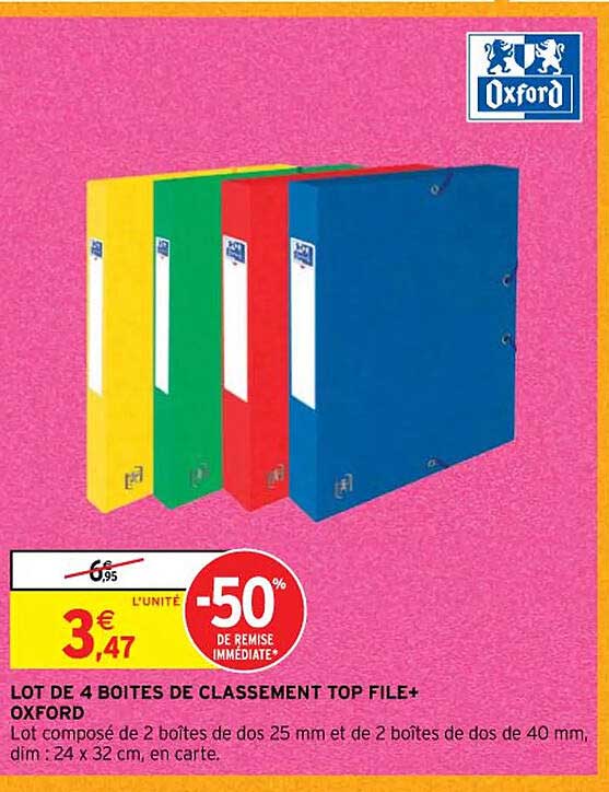 lot de 4 boites de classement top file+
