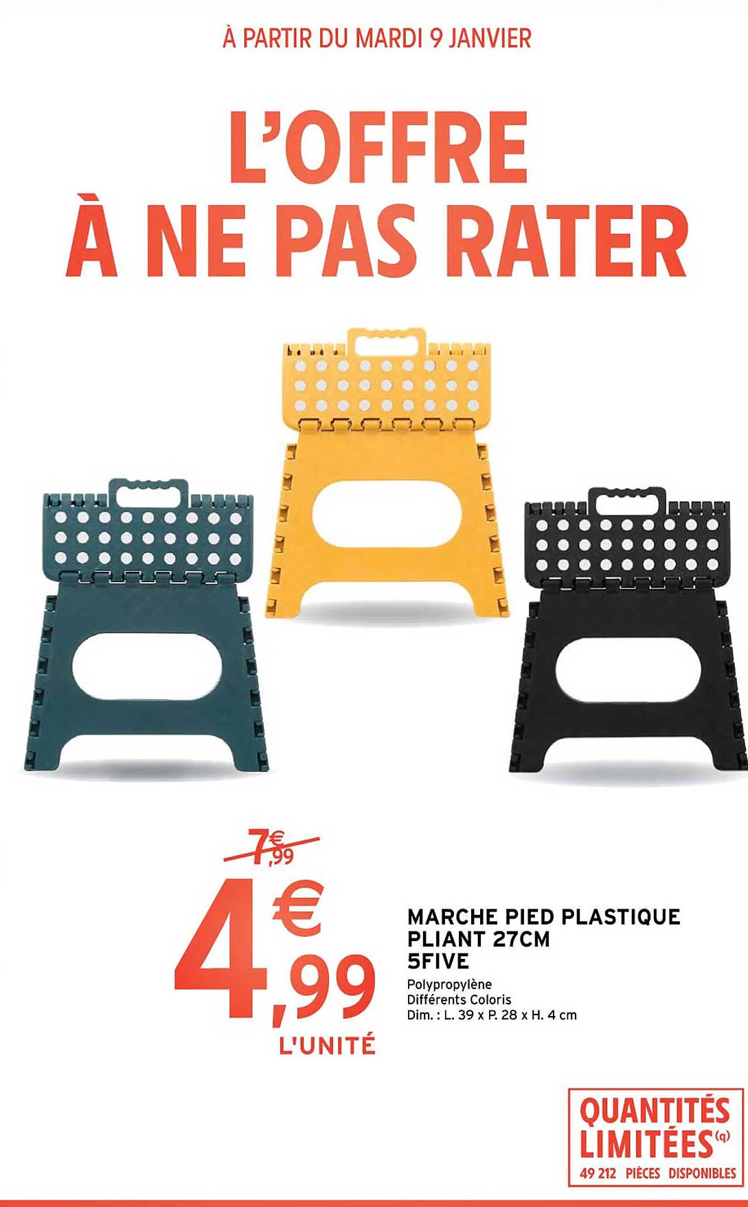 marche pied plastique pliant 27cm 5five