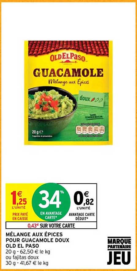 Mélange Aux épices Pour Guacamole Doux Old El Paso