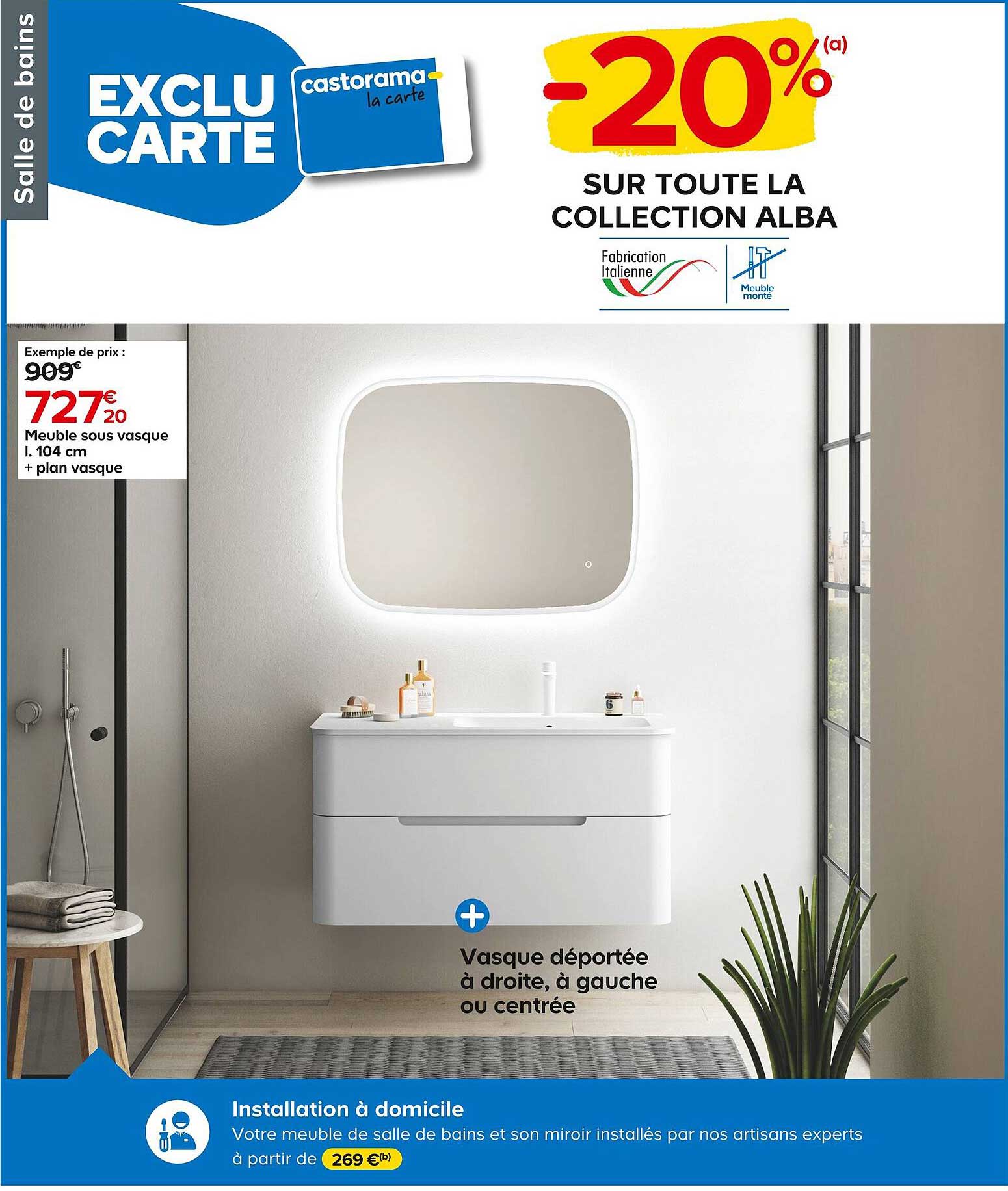 meuble sous vasque l. 104 cm + plan vasque