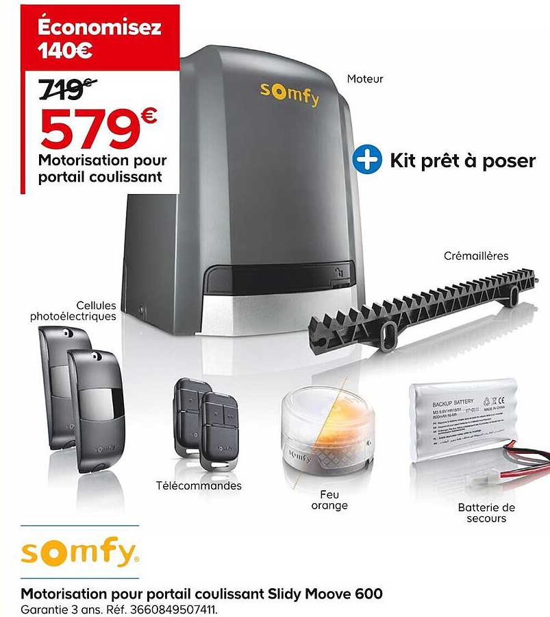 motorisation pour portail coulissant slidy moove 600 somfy
