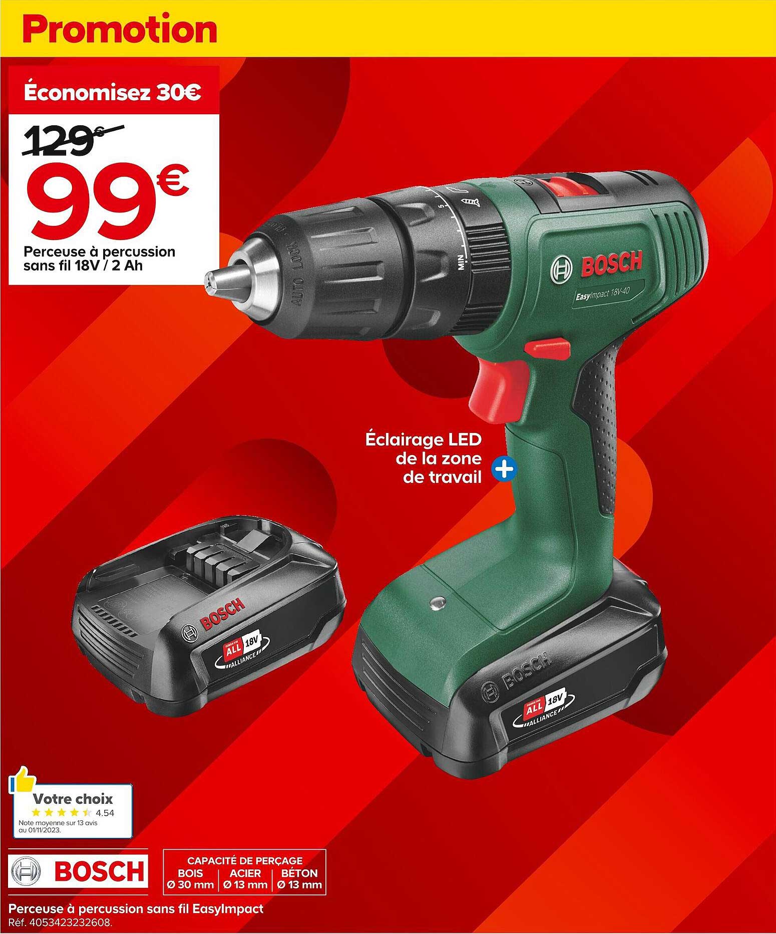 perceuse à percussion sans fil easy impact 18 v /2 ah bosch