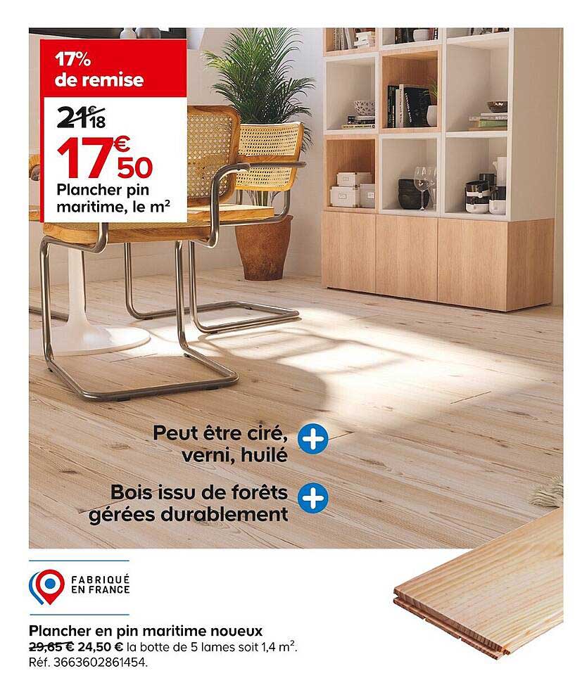 plancher en pin maritime noueux