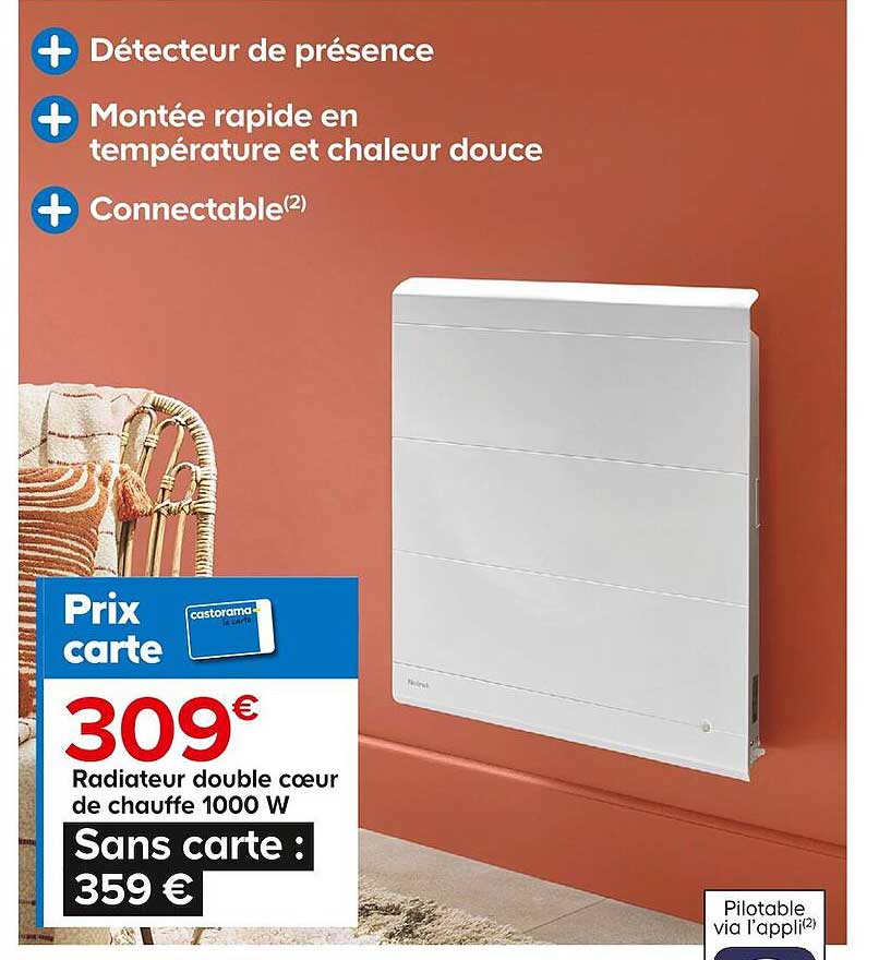 radiateur double cœur de chauffe 1000 w