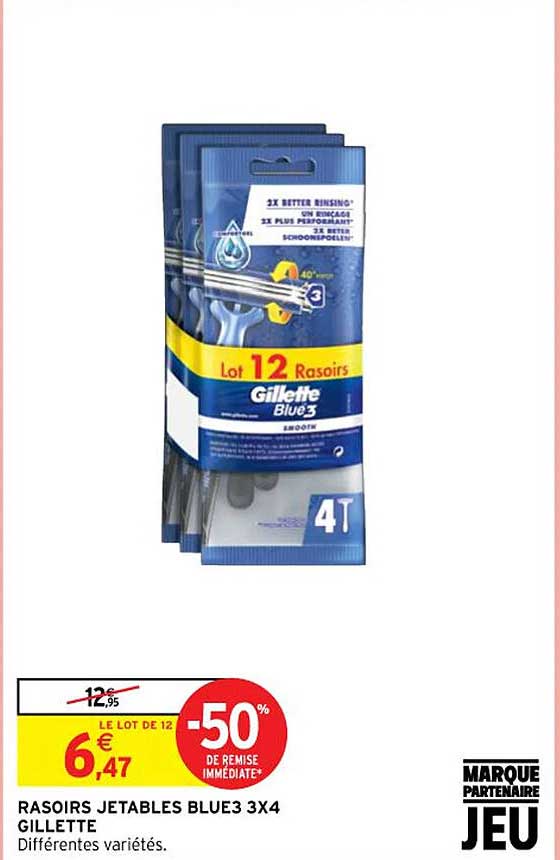 rasoirs jetables blue.3 3x4 gillette