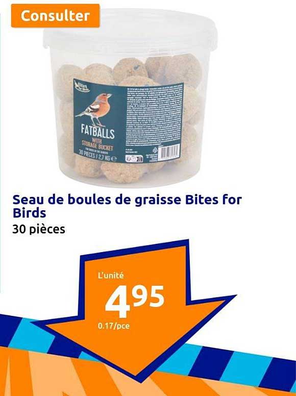 seau de boules de graisse bites for birds