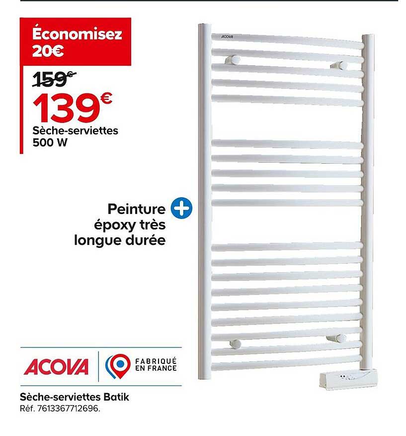 sèche-serviettes batik acova 500 w