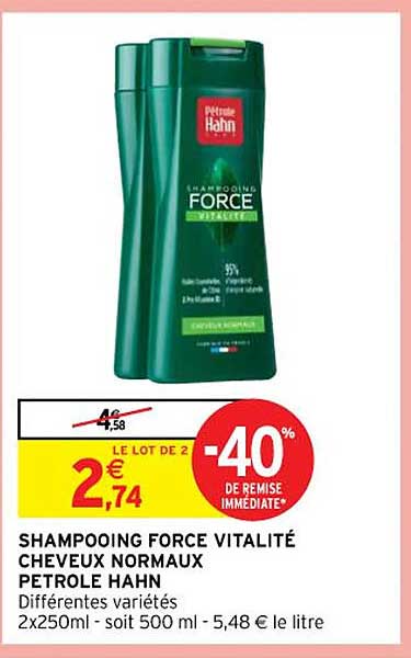 shampooing force vitalité cheveux normaux pétrole hahn