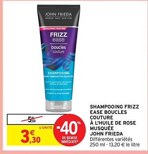 shampooing frizz ease boucles couture à l'huile de rose musquée john frieda