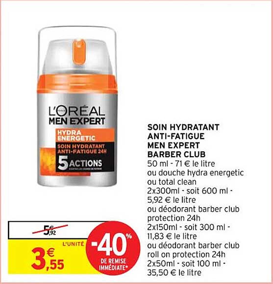 soin hydratant anti-fatigue men expert barber club