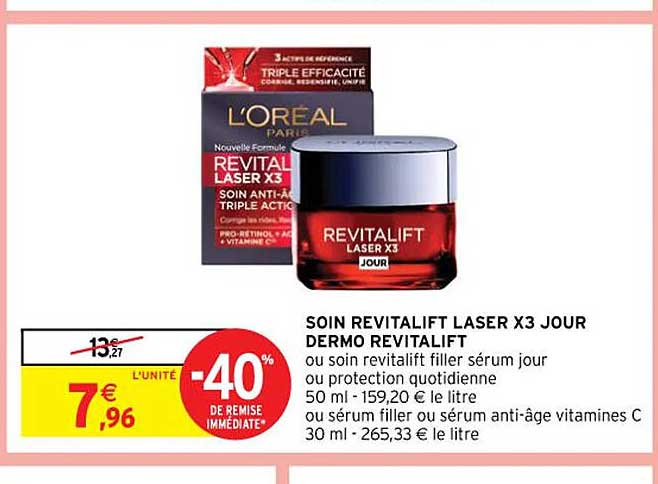 soin revitalift laser x 3 jour dermo revitalift ou soin revitalift filler sérum jour ou protection quotidienne ou sérum filler ou sérum anti-âge vitamines c