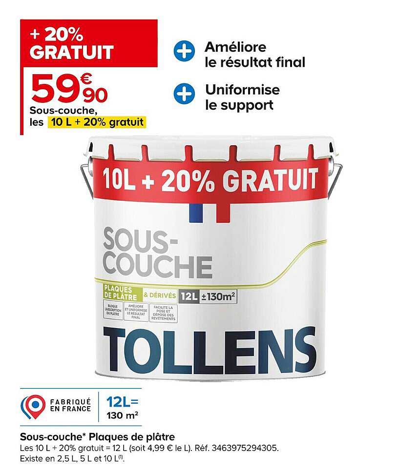 sous-couche plaques de plâtre tollens