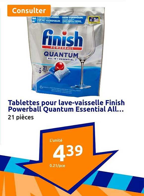 tablettes pour lave-vaisselle finish powerball quantum essential all in 1