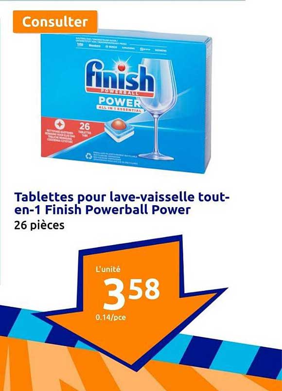 tablettes pour lave-vaisselle tout-en-1 finish powerball power