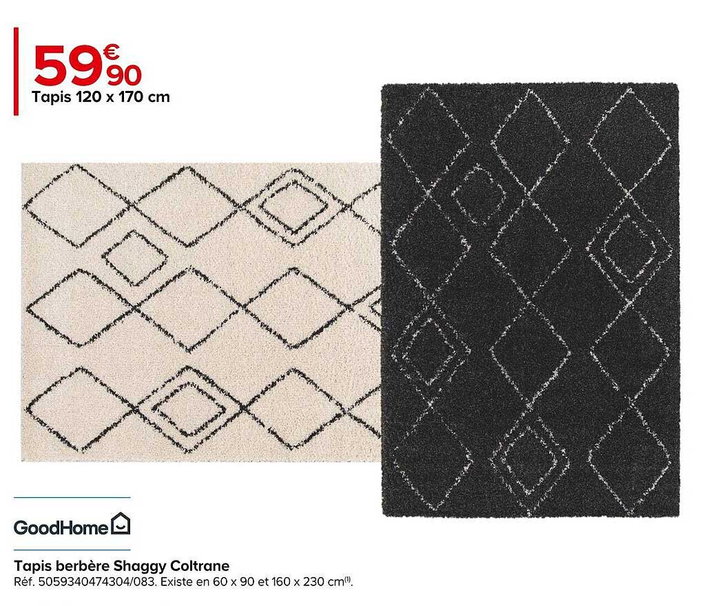 tapis 120 x 170 cm berbère shaggy coltrane goodHome