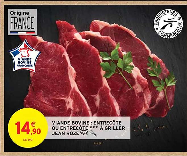 viande bovine : entrecôte ou entrecôte *** à griller jean rozé