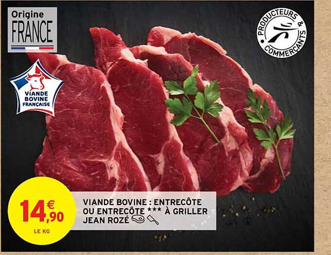 viande bovine : entrecôte ou entrecôte *** à griller jean rozé