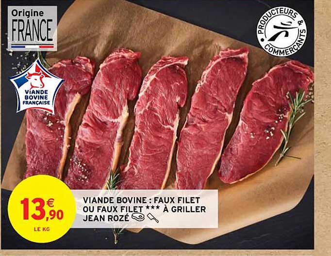 viande bovine : faux filet ou faux filet *** à griller jean rozé