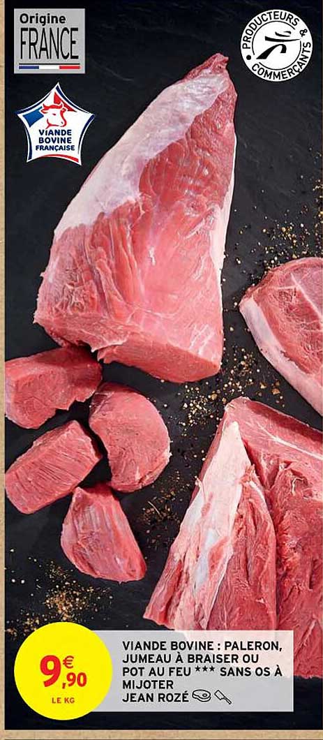 viande bovine : paleron, jumeau à braiser ou pot au feu *** sans os à mijoter jean rozé