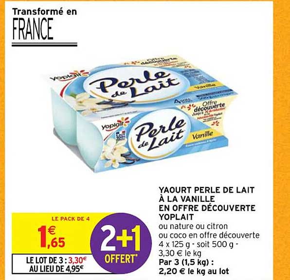 Yaourt Perle De Lait à La Vanille En Offre Découverte Yoplait Ou Nature Ou Citron Ou Coco En Offre Découverte