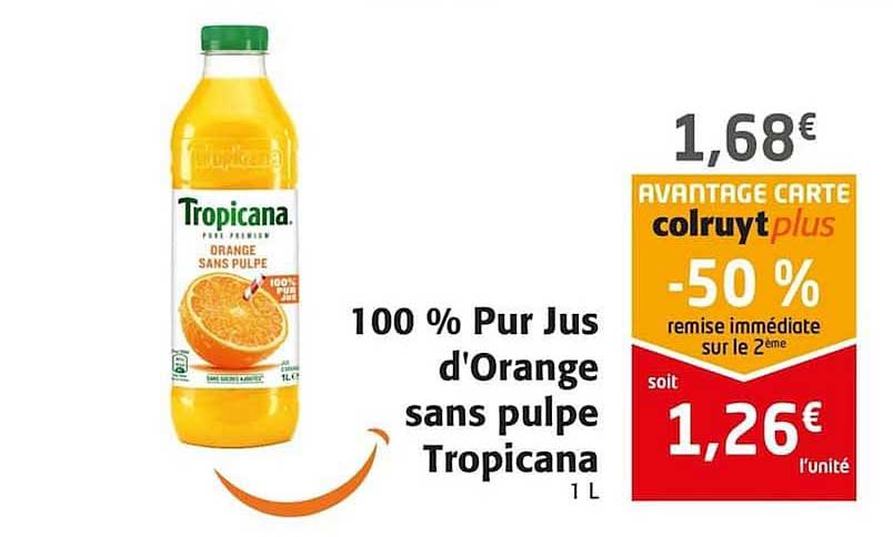 100% Pur Jus D'orange Sans Pulpe Tropicana